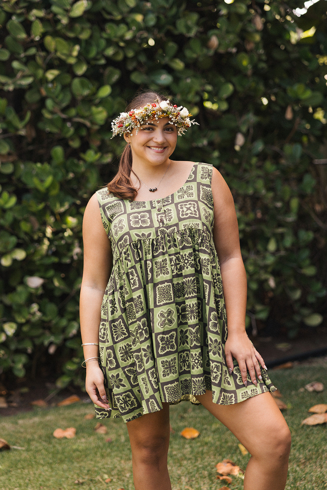 Hawaiian Oma'oma'o Pepe Dress