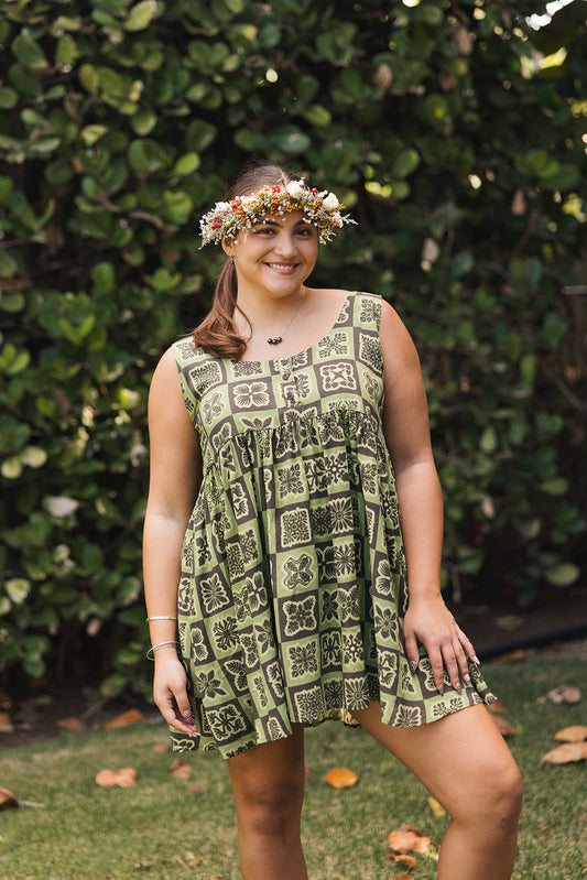 Hawaiian Oma'oma'o Pepe Dress
